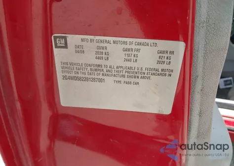 2008 Buick Lacrosse Cxl из США, поврежденный, VIN 2G4WD582281287001